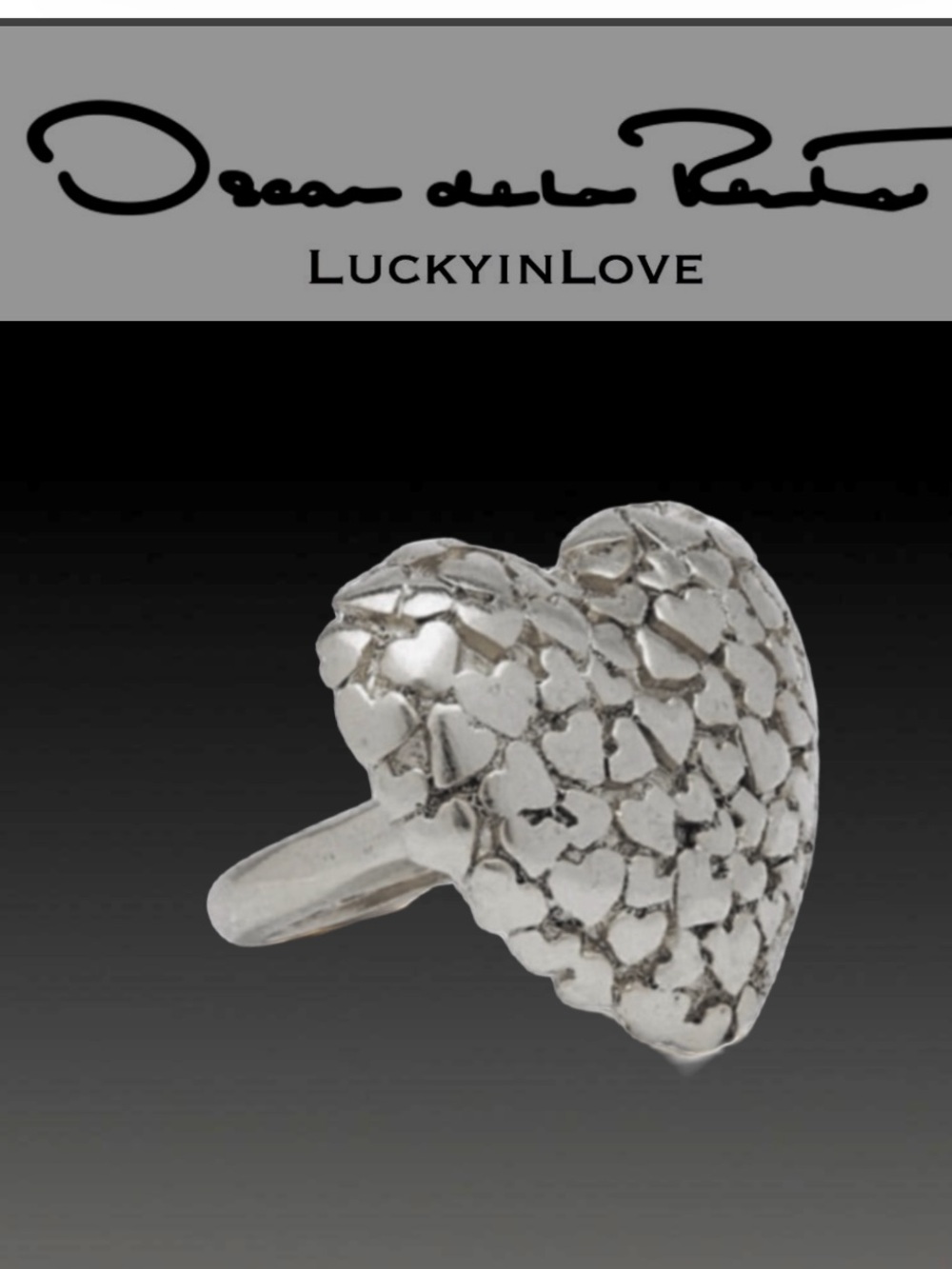Oscar de la Renta • Rare Cluster Hearts Ring - Heart-shaped silver Toned